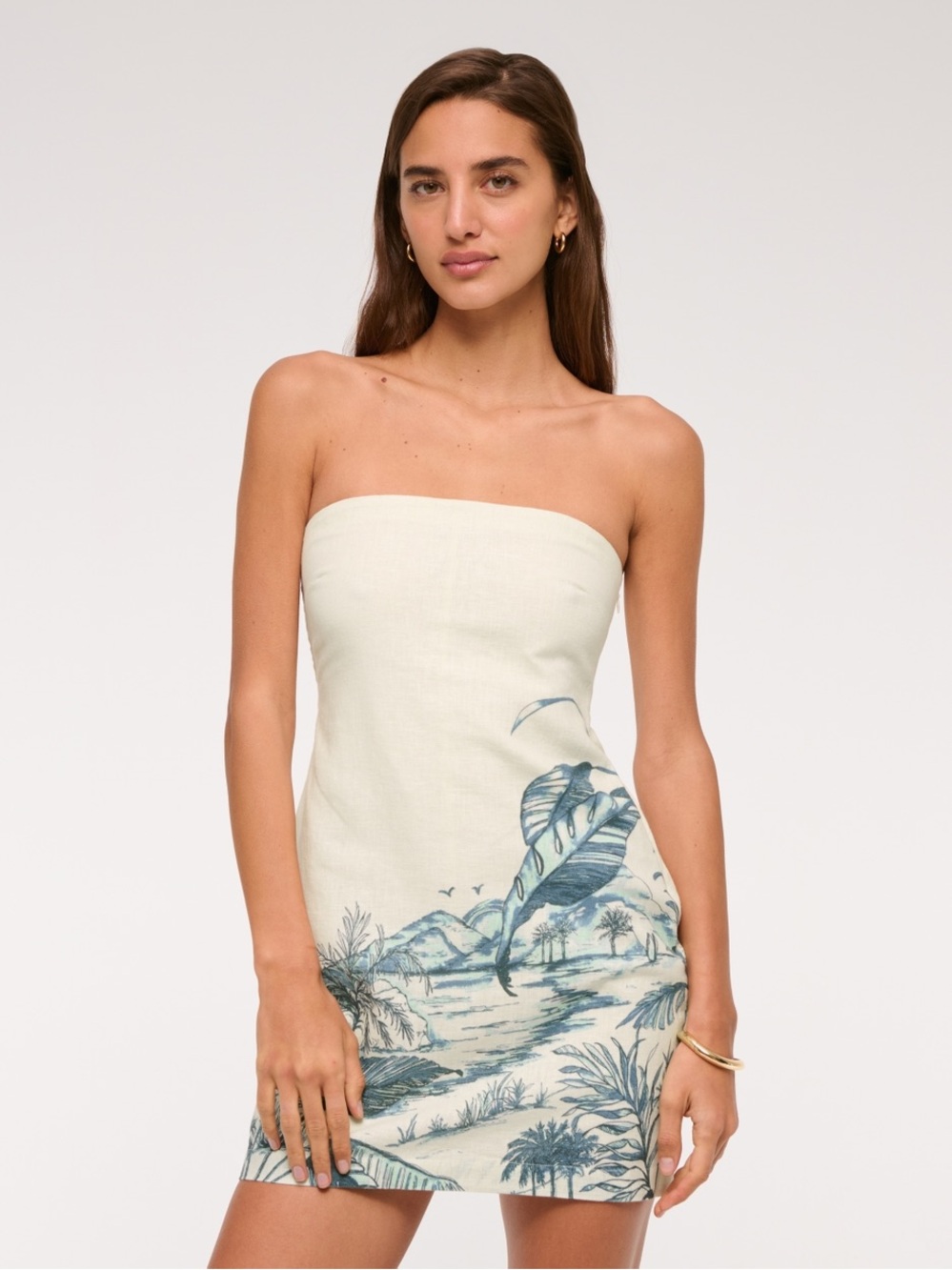 NWT Abercrombie & Fitch Scarlett Strapless Linen-Blend Skort Mini Dress